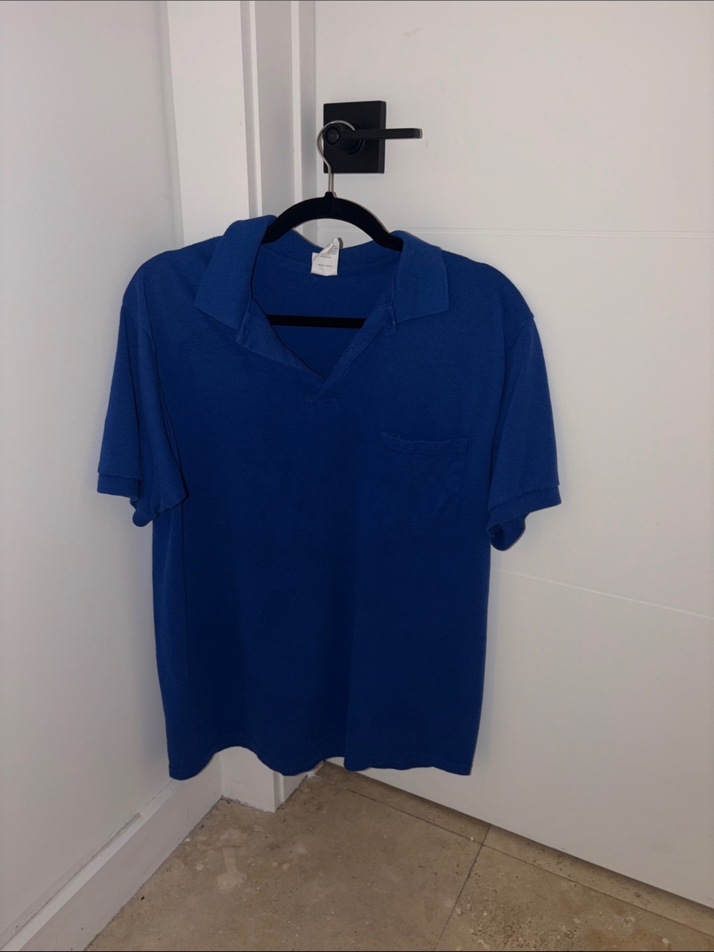 Men's Blue Short-Sleeve Polo Shirt hanes eco smart medium
